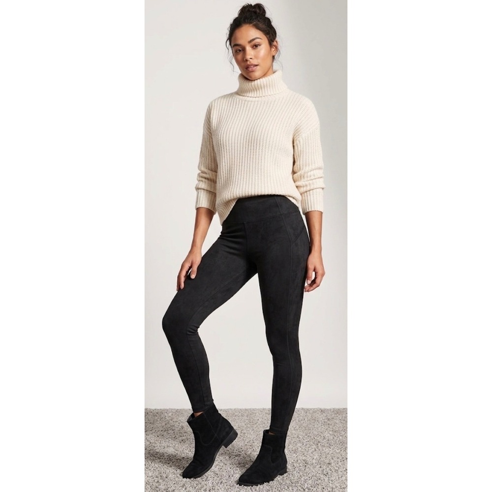 Bagatelle NYC Black Faux Suede High Waisted Leggings Womens Size M NEW